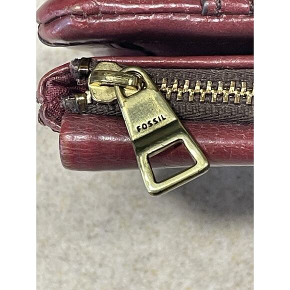 Fossil Ellis Leather Double Sided Folding Clutch Large Wallet-Raspberry - Picture 13 of 16